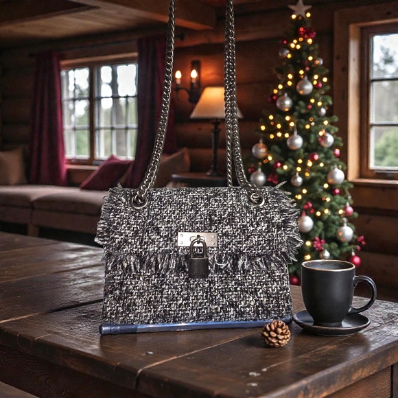 Kurt Geiger Handbags - Kurt Geiger Brixton Mini Tweed Shoulder Bag & Dusty